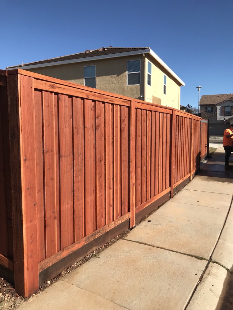 this is a picture of Rocklin redwood fencing